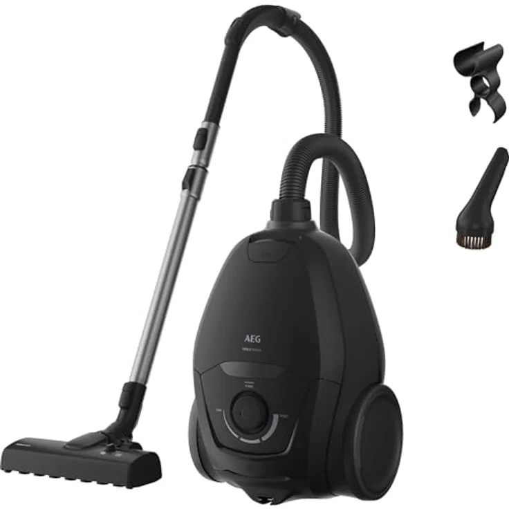 AEG VX83‑2EBR Staubsauger mit Beutel, besonders leise 64 dB, 750 W, HEPA Allergy Plus Filter, AllFloor Düse für Hart- und Teppichböden, schwarz – Bild 1