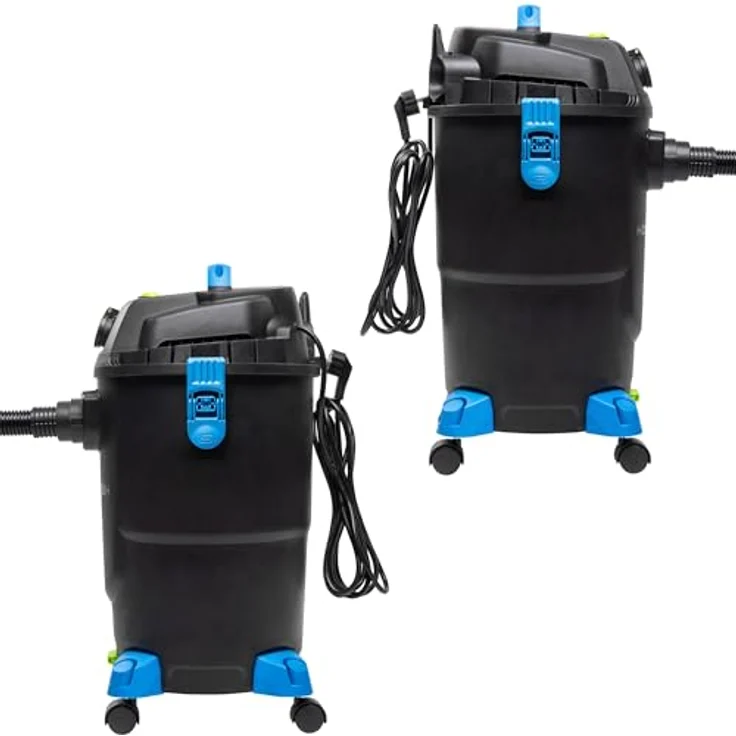 Högert Technik Nass- & Trockensauger 30 L, 1200 W, antistatischer Schlauch, Blasfunktion, integrierte 2000 W Steckdose, 4 schwenkbare Räder, 2 m Schlauch, 4 m Kabel – Bild 3
