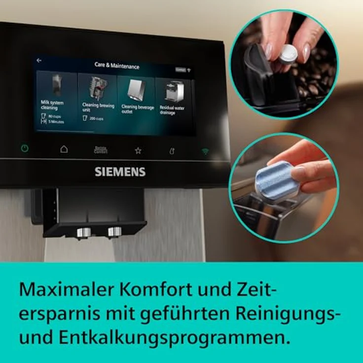 Siemens Kaffeevollautomat EQ900 iAroma, personalisierbare Einstellungen, präzises Mahlwerk, großes 6,8″ Full-Touch-Display, Silber, TQ923E03 – Bild 3