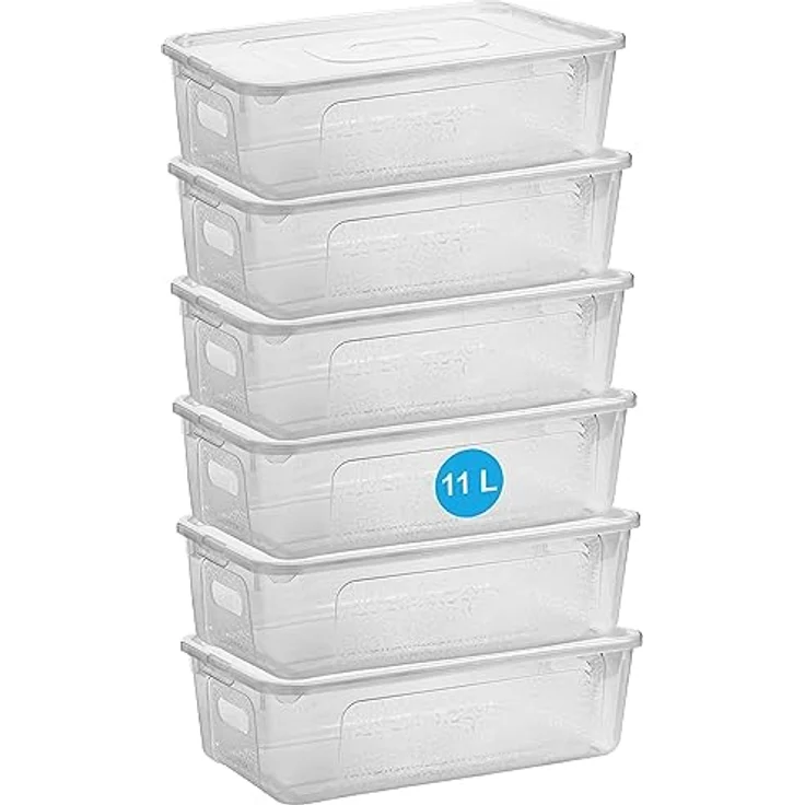 2friends Aufbewahrungsbox mit Deckel 6er Set, 11 Liter transparente Kunststoff-Boxen, platzsparend und stabil, Made in EU – Bild 1