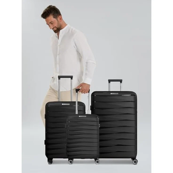 Franky Trolleyset London, 4 Rollen, (3-teilig, 3 tlg), Polycarbonat, Leichtgewichtiger Koffer mit TSA-Schloss, Blau – Bild 7