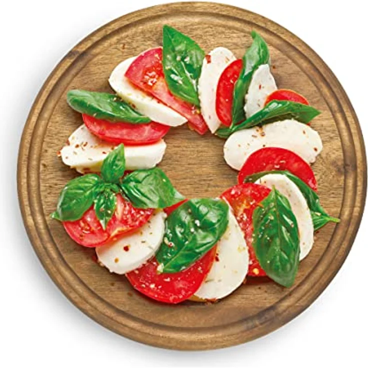 Metaltex rundes Schneidebrett aus Akazienholz mit Saftrille, Ø 24 cm, FSC-zertifiziert, einzigartige Maserung – Bild 2