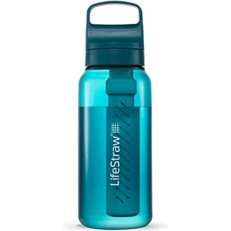 LifeStraw Go Serie - BPA-freie Trinkflasche mit Wasserfilter 1l für Reisen und den täglichen Gebrauch - entfernt Bakterien, Parasiten, Mikroplastik und verbessert den Geschmack, Laguna Teal (petrol) – Bild 1