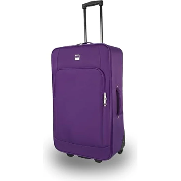 SIGN Stoffkoffer Trolley Reisekoffer Inline Rollen (Lila, 4er Set) - Leichtes Weichgepäck mit Teleskopstangen und stapelbarem Design – Bild 2