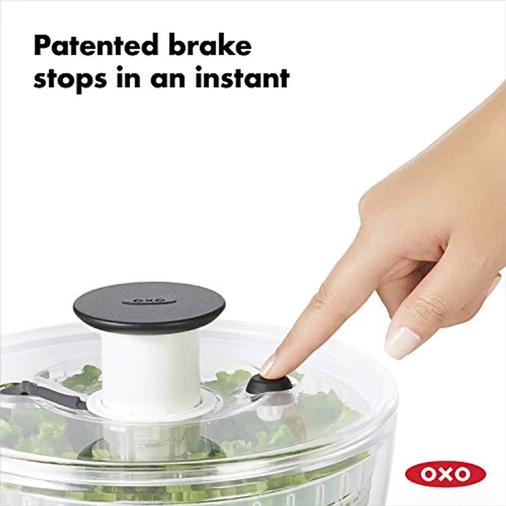 OXO Good Grips Salat- und Kräuterschleuder, transparent, 20cm x 20cm x 17cm – Bild 3