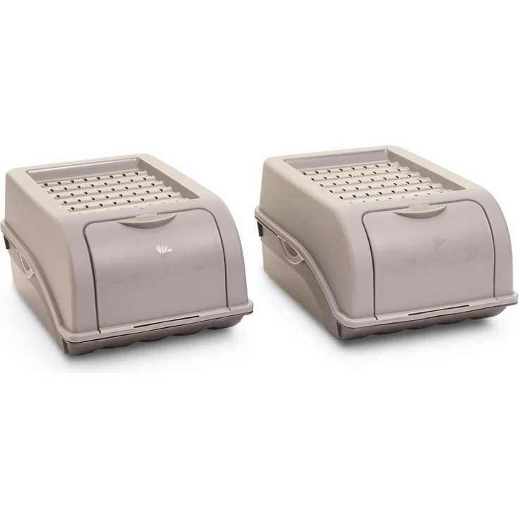 Novaliv Gemüseboxen Kartoffelboxen Vorratsbehälter 3,5l bis 9l (Grau, 2X 3,5l) - Universell einsetzbar, platzsparend nestbar, luftdurchlässig