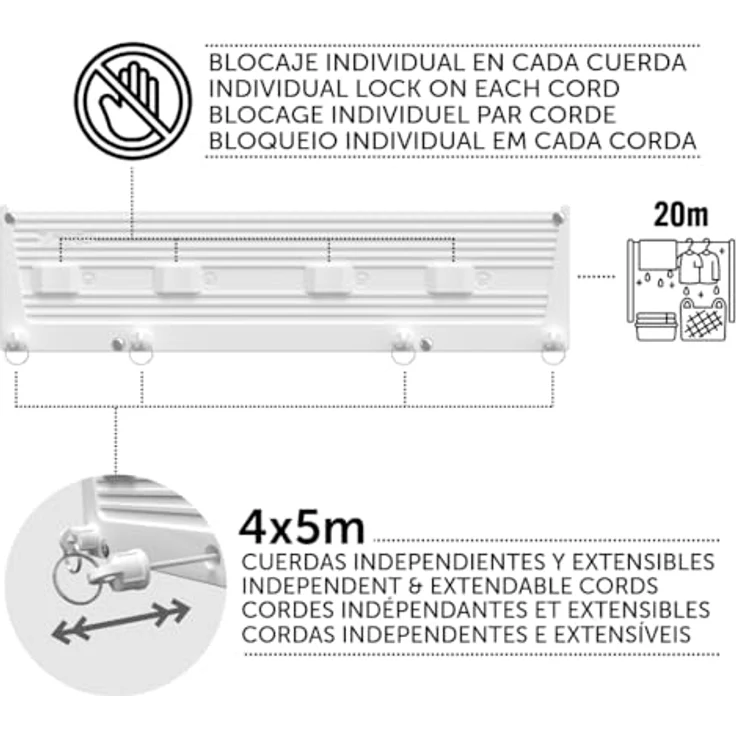 Cuncial tz-s-4 – Automatischer Wäscheständer für Kleidung, 4 Fäden – Bild 5