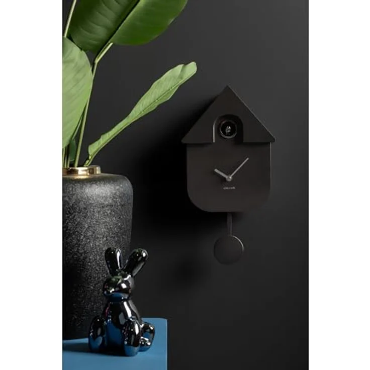 Karlsson Kuckucksuhr Modern Cuckoo Metallic, graue Wanduhren mit Rechteck-Design, 21.5x8.5x41cm, Thermoplast, für modernes Wohnzimmer – Bild 2