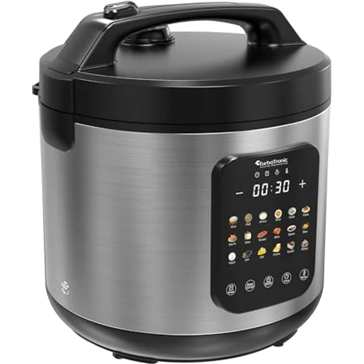 TurboTronic MultiKocher DMC18 neues 2024 Modell 5L mit Schongarer 860W Elektrisch, Dampfgarer, Reiskocher, Slow Cooker & 18 Programme, Milchreis, Multivarka (Silber) – Bild 3