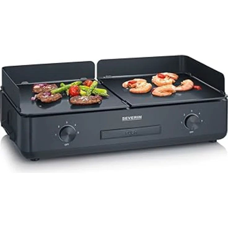 SEVERIN Tischgrill Plancha SUAVE, mit keramikbeschichteten Grillflächen, 5-Stufen-Regelung, bis zu 240°C, 2.200 W, schwarz