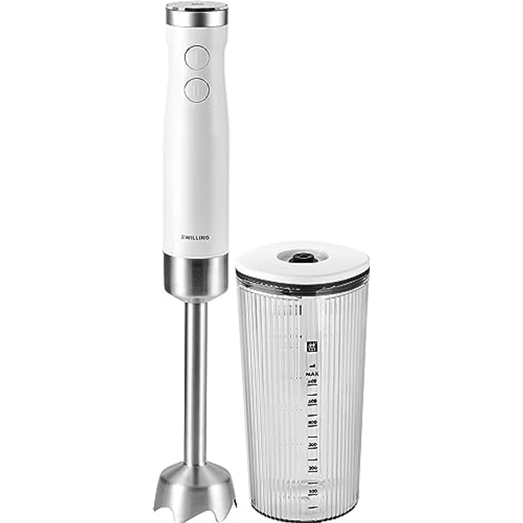 Zwilling Enfinigy Stabmixer inkl. Becher u Vakuumdeckel silber, Stabmixer, Weiss – Bild 1