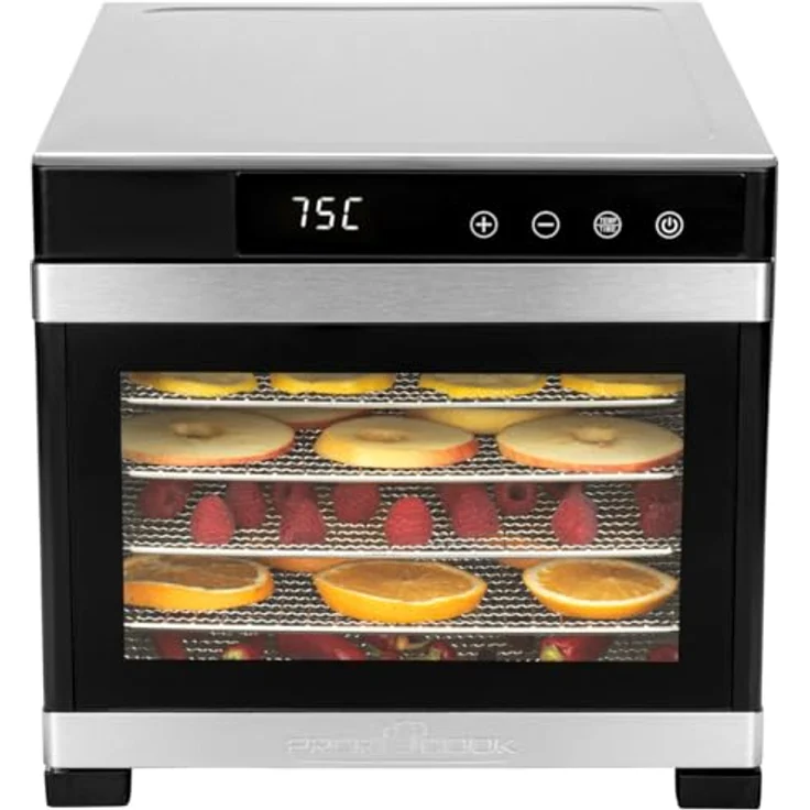 ProfiCook PC-DR 1218 Edelstahl-Dörrautomat, inkl. 6 Edelstahl-Ablagegitter, Edelstahl, silber, Thermostat – Bild 10
