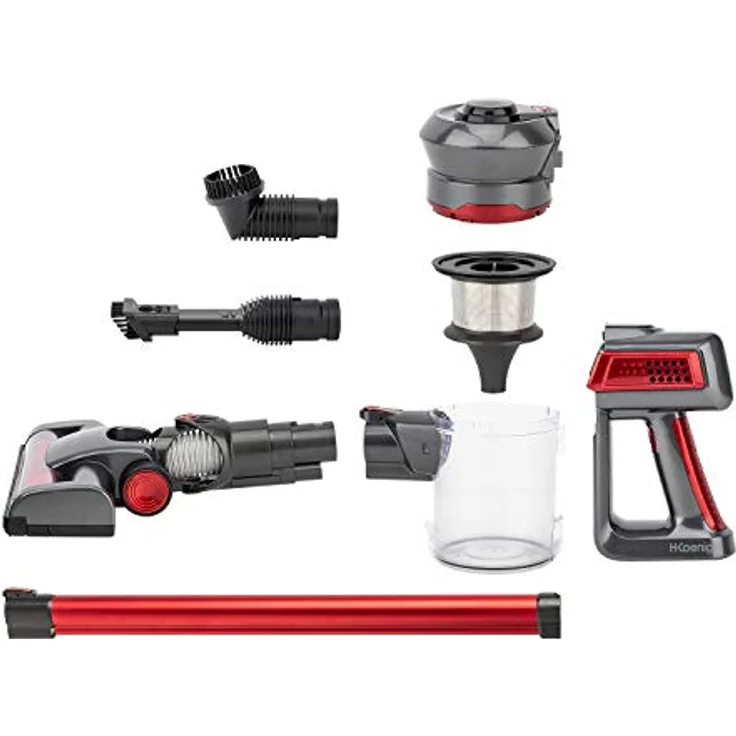 H.Koenig Kabelloser Handstaubsauger ohne Beutel UP810 - EasyClean+ - 2 Geschwindigkeitsstufen-leistungsstark-leicht-leise - 160 W-multifunktional für Haus Auto Büro, rot, 0.8 liters – Bild 6