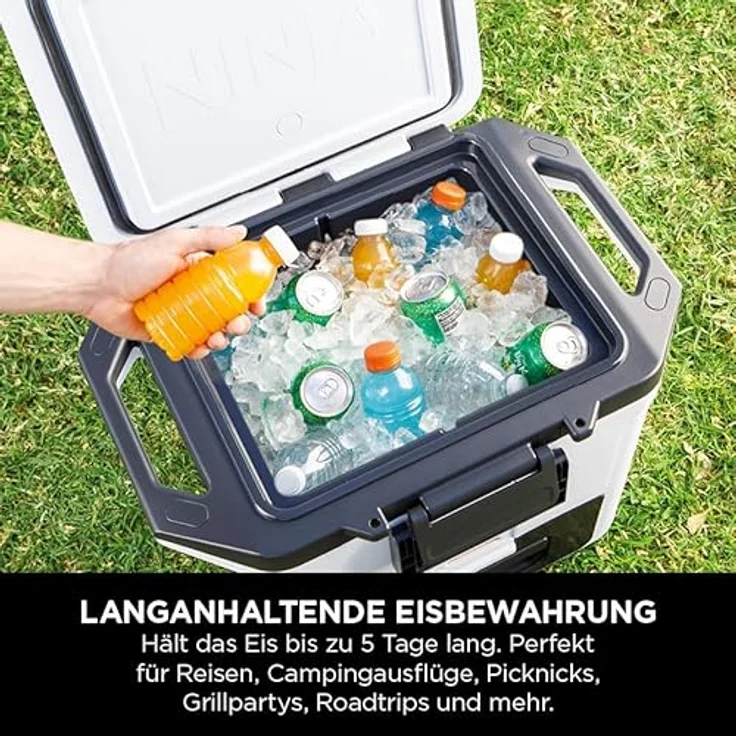 Ninja FrostVault Hard Cooler 28L, premium isolierte Kühlbox, hält Eis bis zu 6 Tage, integrierte Trockenaufbewahrungsschublade, Cloud White – Bild 4