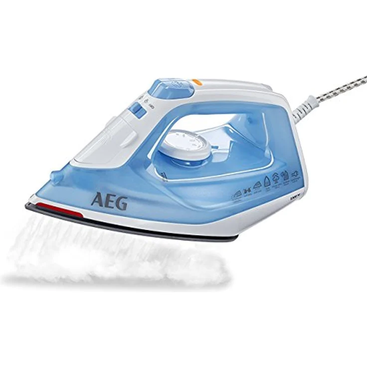 AEG DB 1730 Dampfbügeleisen (2300 Watt, 110g Dampfstoß, 0-30g Dampf-Min., Restwärmeanzeige, Keramik Bügelsohle, Gleitfähigkeit, 250 ml Wassertank, 2 m Kabel, Anti-Kalk System, blau-weiß) – Bild 3