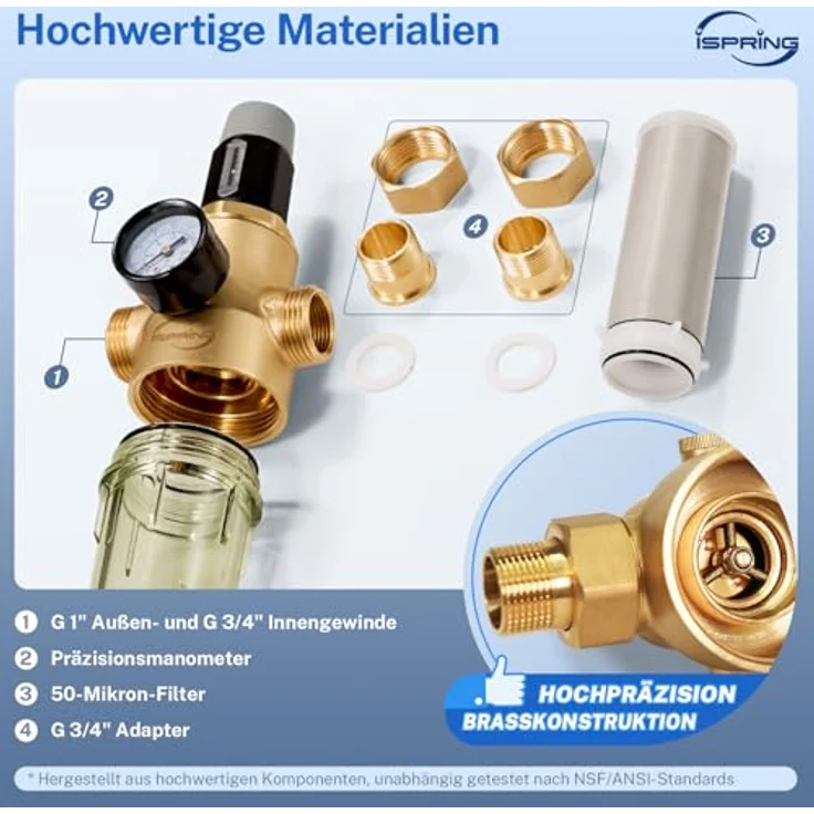 ISpring Rückspülfilter mit Druckminderer, 50 Mikron für effektive Wasserfiltration – Bild 5
