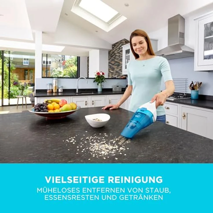 Black + Decker 2-in-1 Dustbuster, Nass-Trocken Akku-Handsauger (Akkusauger mit 3.6V, Gummilippe für Nassreinigung aufsteckbar, transparenter Schmutzfangbehälter) WDC115WA – Bild 4