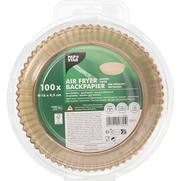 PAPSTAR 100 Backpapiere Ø 16 cm · 4,5 cm braun für Heißluftfritteusen, hitzebeständig bis 220°C, lebensmittelgeeignet – Bild 1