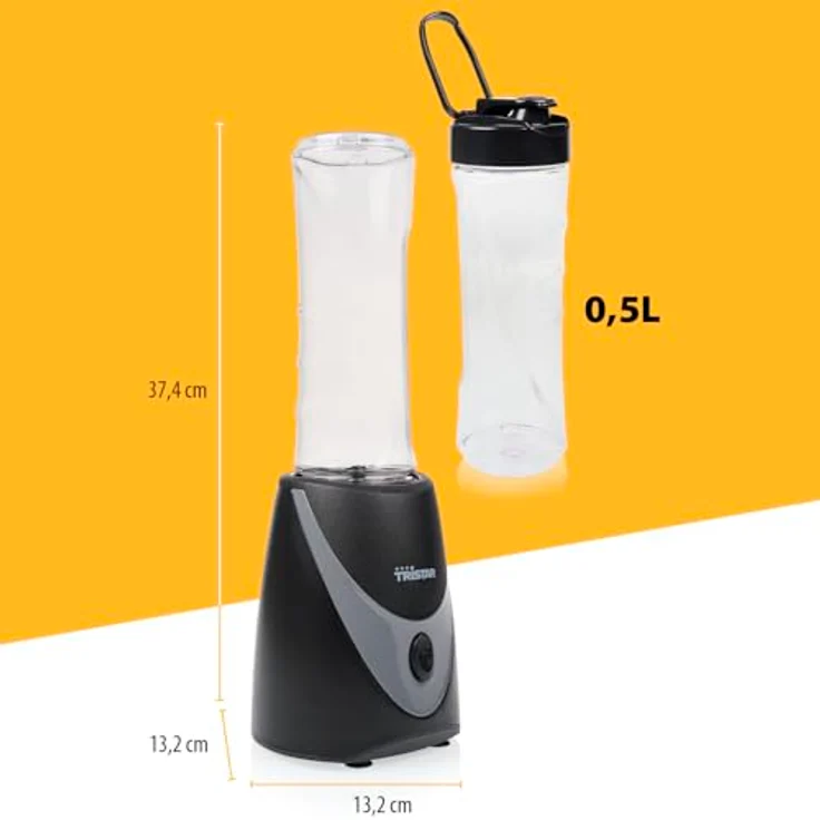 Tristar Smoothie Maker - Mixer für unterwegs mit Glasbecher 500ml und Edelstahlklingen - BL-44485 – Bild 3