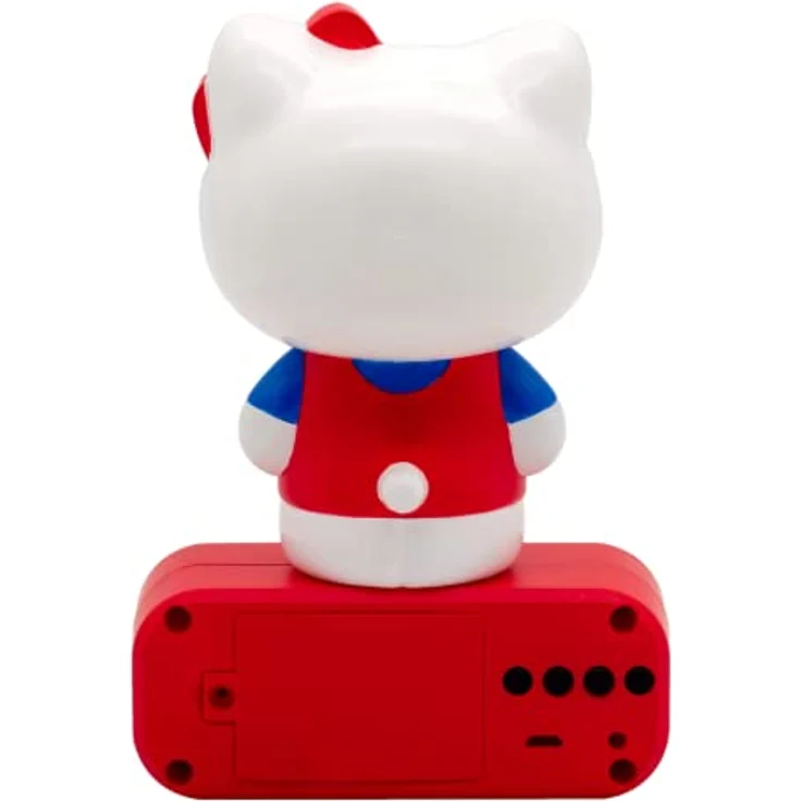 TEKNOFUN Kitty Wecker mit 3D-Figur, beleuchtet in Rot, digitale Anzeige von Uhrzeit und Temperatur – Bild 4