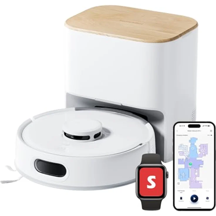 SwitchBot K11+ Saugerroboter mit Mopp, 6000Pa Saugkraft, Selbstentleerung, 90 Tage Staubauffang, LDS Smarte Kartierung, 3,6" Design, kompatibel mit Apple Home, Alexa, Google Home und Matter – Bild 1