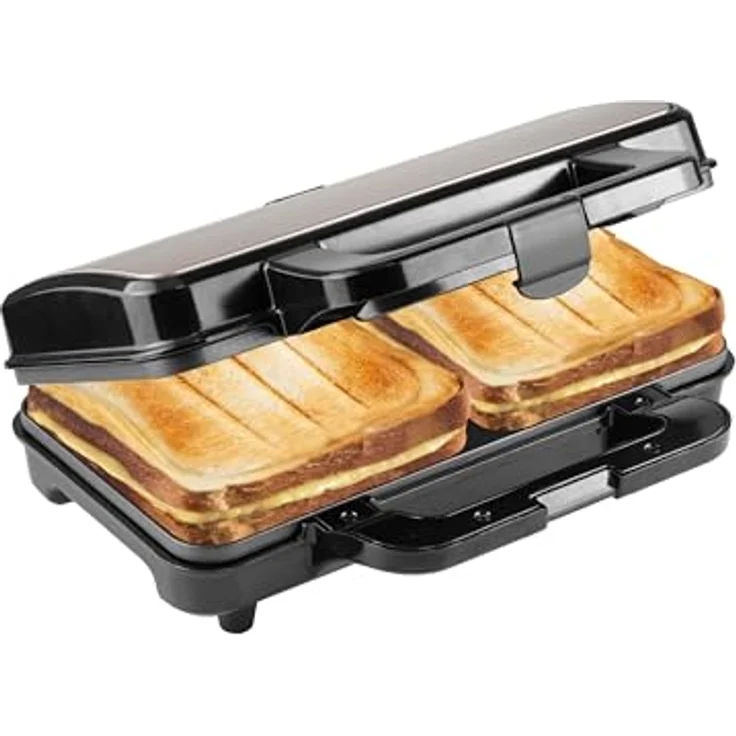 Bestron ASM92XLSAT, XXL Sandwichmaker mit 900 W, beige, automatische Temperaturregelung und Antihaftbeschichtung – Bild 1