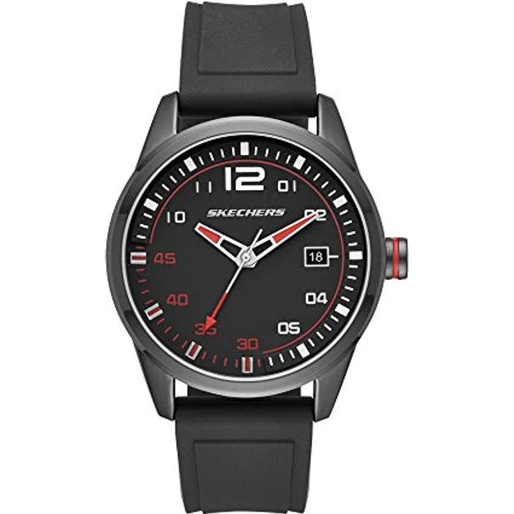 Skechers Herren Analog Quarz Uhr SR5076, Silikon Armband, 45mm Gehäuse, 3 ATM wasserdicht, Geschenkbox – Bild 1