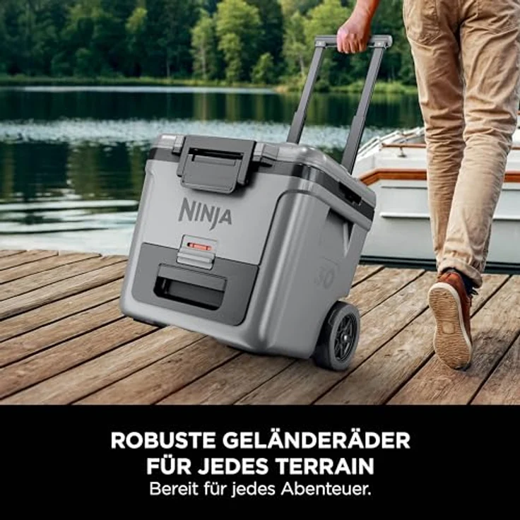 Ninja FrostVault Kühlbox mit Rollen, 28 L Fassungsvermögen und „Dry Zone“-Schublade, schiefergrau, FB230EUGY – Bild 3