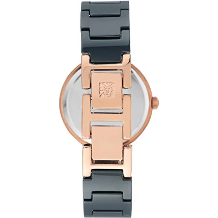Anne Klein Damen-Uhr Quarz, blau Perlmutt mit roségoldenem Gehäuse und Keramik-Armband – Bild 3