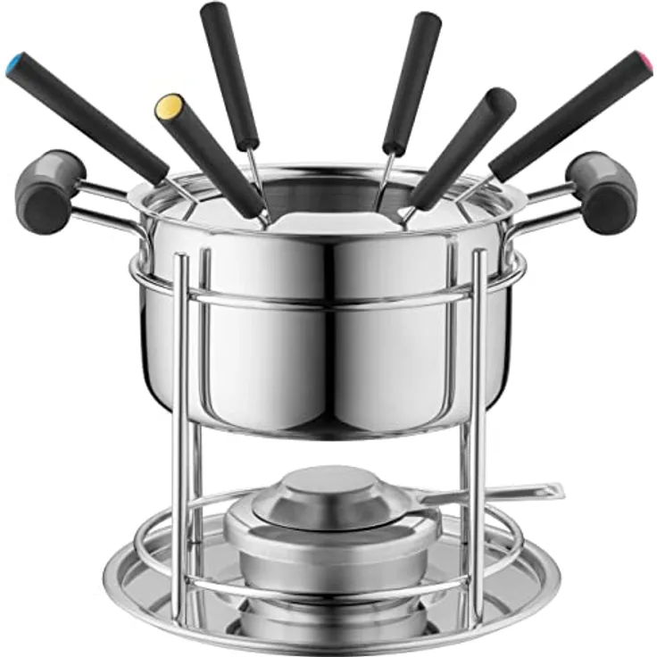 MÄSER 931933 Fondue Set für 6 Personen, ideal für Fleischfondue, 11-teiliges Fondueset inklusive Fonduegabeln und Fonduebrenner, im hübschen Geschenkkarton, Edelstahl, 1.8 liters - Preisvergleich