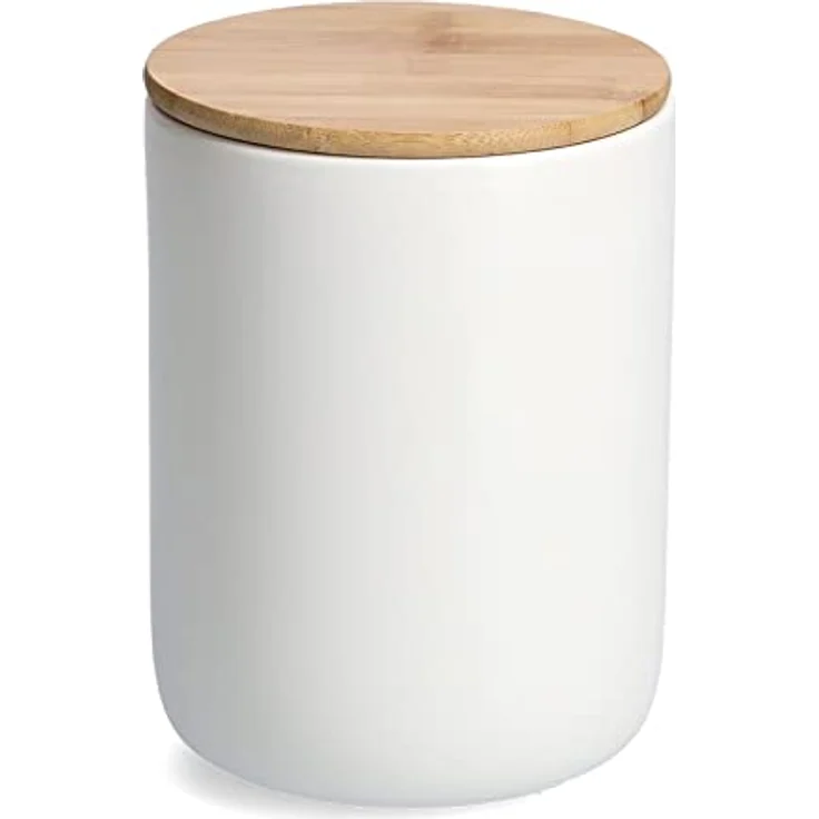 Vorratsdose Steingut Weiß mit Holzdeckel 1500 ml Zeller Present Vorratsdose Steingut Weiß mit Holzdeckel 1500 ml Zeller – Bild 1