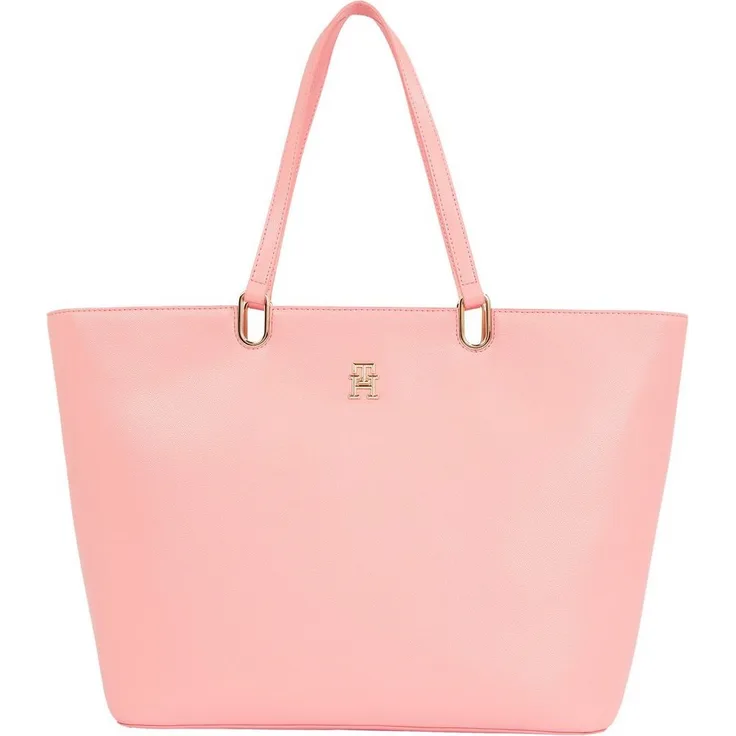Tommy Hilfiger Shopper TH TIMELESS MED TOTE, Handtasche Damen Tasche Damen Henkeltasche aus POLYURETHANE, blau