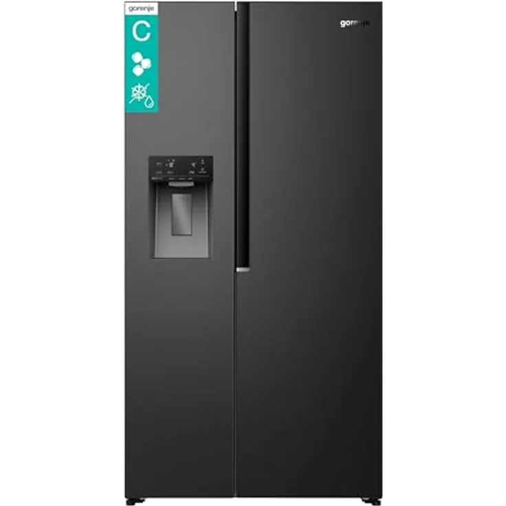 GORENJE NRS917C61BX Side-by-Side Kühlschrank, 528 l, Schwarz Inox Look, Wasser- und Eiswürfelspender, 1786 mm hoch