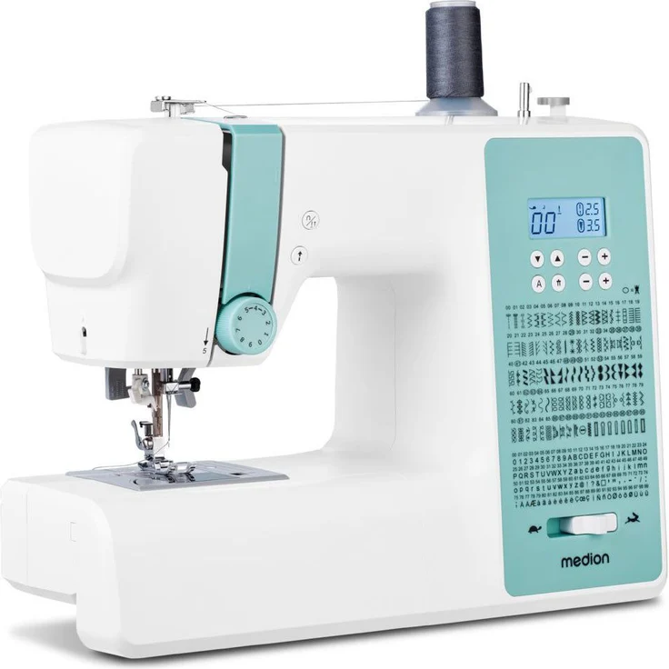 Medion® Computer-Nähmaschine MD 11881, 270 Stichmuster, 1-Schritt Knopfloch, 8 Programme, Doppelnadelfunktion, Automatischer Einfädler, Geschwindigkeitsregler – Bild 1