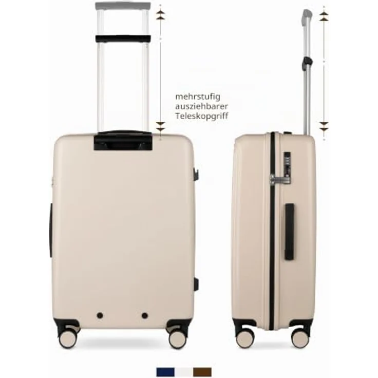 bugatti Linea 4 Rollen Trolley M, 66 cm, beige, aus 100% Polycarbonat, mit komfortablem Handling – Bild 3