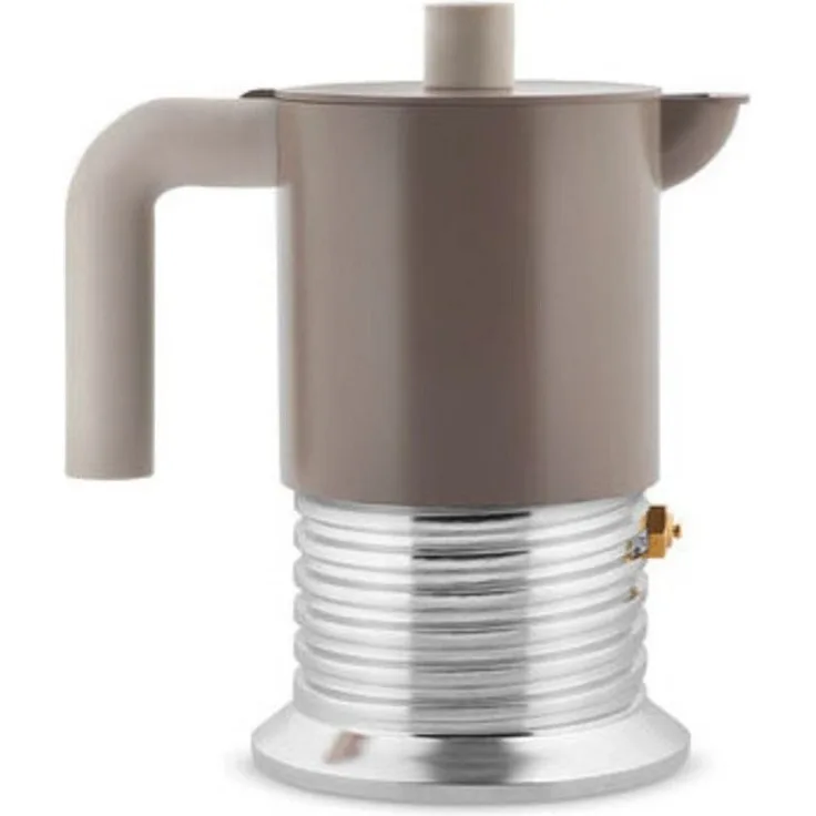 Alessi Espressokocher, grauer Edelstahl, Breite 10.00 cm