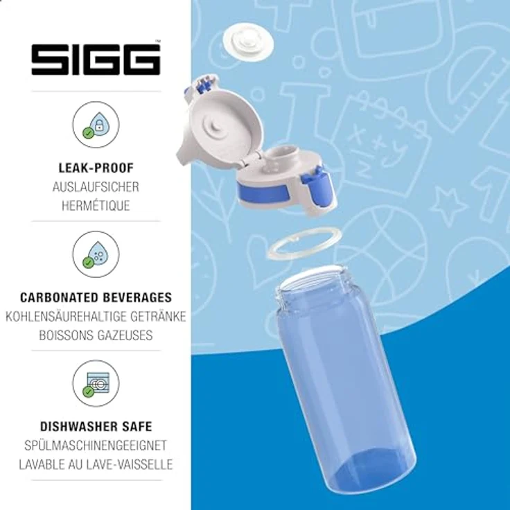 Sigg Uni VIVA ONE Blue, Sport, 0.5 L, Polypropylen, BPA Frei, Blau Trinkflasche – Bild 3