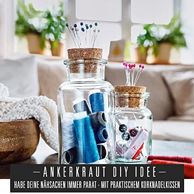 Ankerkraut Leeres Korkenglas, klein, Set mit 6 Etiketten und Deckelsiegel für Gewürze und Kräuter – Bild 5