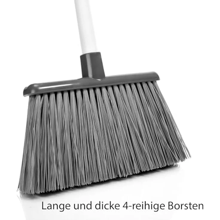 BigDean Kehrgarnitur 2 Stück, Kehrschaufel Set mit Besen und 90 Grad drehbarem Teleskopstiel, grau – Bild 6