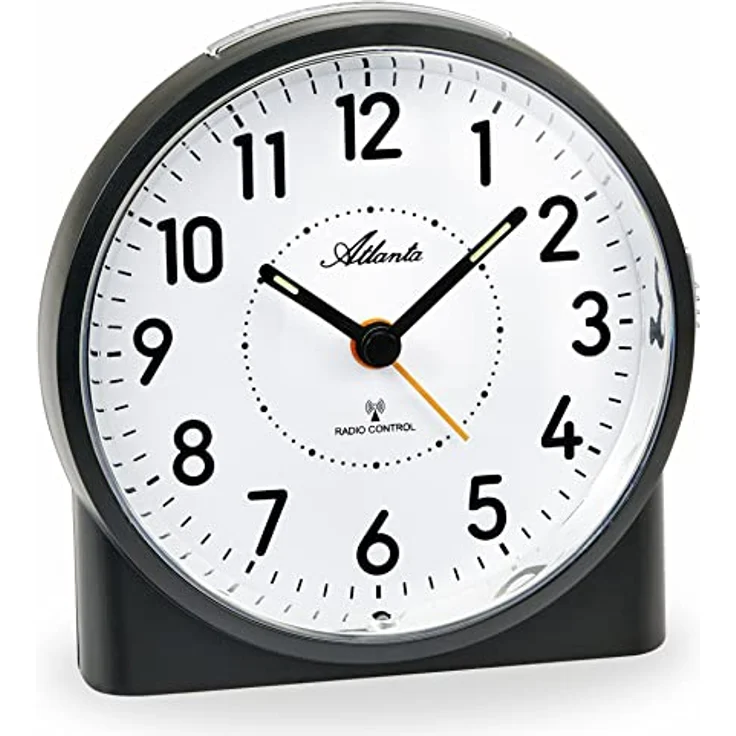 Atlanta Großer Funkwecker 1843/7, Analog mit Licht, Snooze-Funktion und Crescendo-Alarm, Schwarz – Bild 1