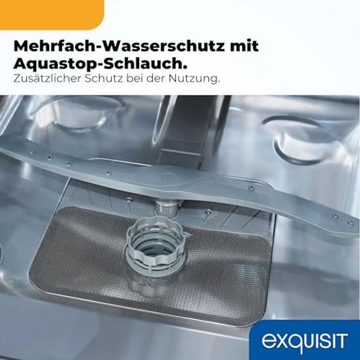 Exquisit EGSP9614-E-030A, vollintegrierbarer Geschirrspüler mit 14 Maßgedecken, 8 Programmen, Extra Hygiene, 42 dB, Energieklasse A, Inox – Bild 7