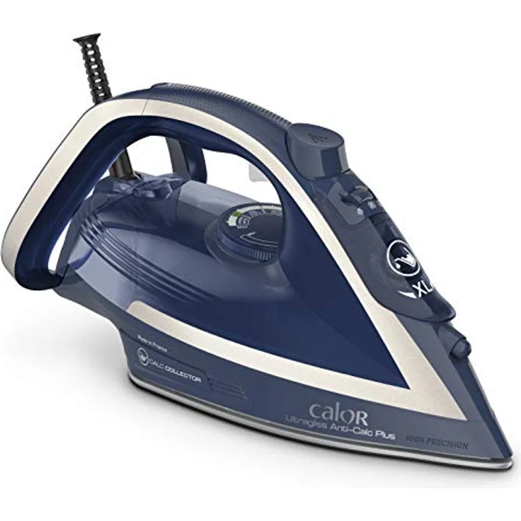 Calor Ultragliss Calc Plus 2800 W Bügeleisen konstante Durchflussmenge 50 Dampfbügeleisen Funktion 250 g-min, Antikalk-System, Eco-Modus FV6830C0, Blau-Silber – Bild 2