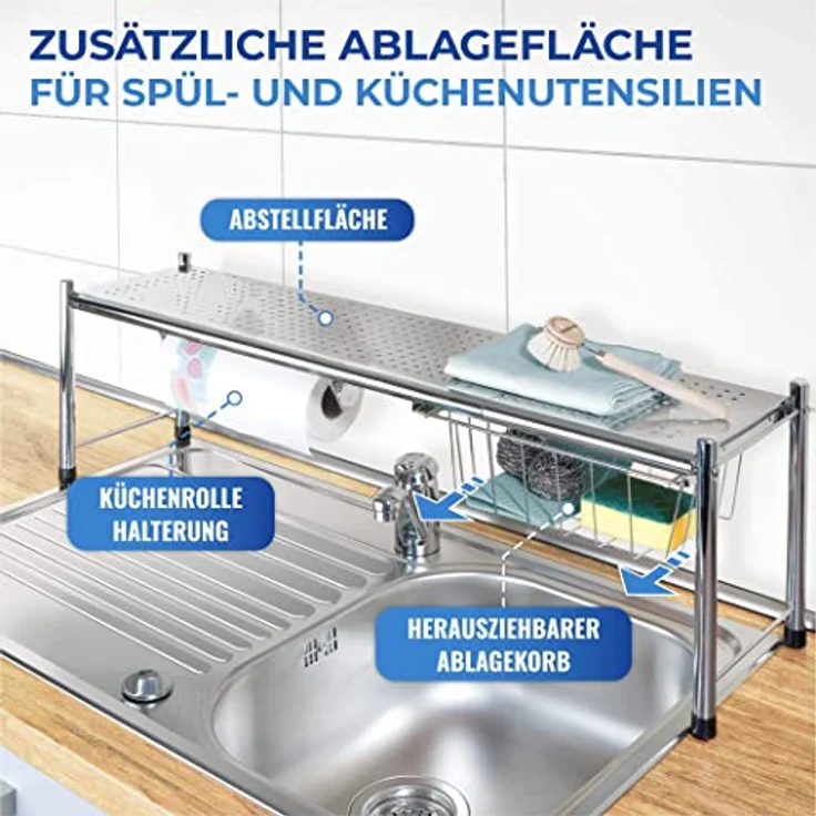 WENKO Spülbeckenregal Expando Küche Spülbeckenregal Spülutensilien Ablage – Bild 4