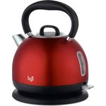 Impolio Retro Edelstahl Wasserkocher | 2200 Watt, max. Füllmenge 1,7 L, Trockenlaufschutz, austauschbarer Kalkfilter, automatische Abschaltung (rot)