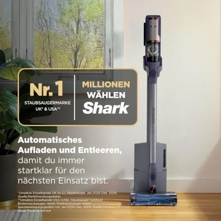 Shark BU3621EUT, Akku-Stielstaubsauger mit automatischer Absaugstation und motorisierter Bodendüse für Tierhaare – Bild 2