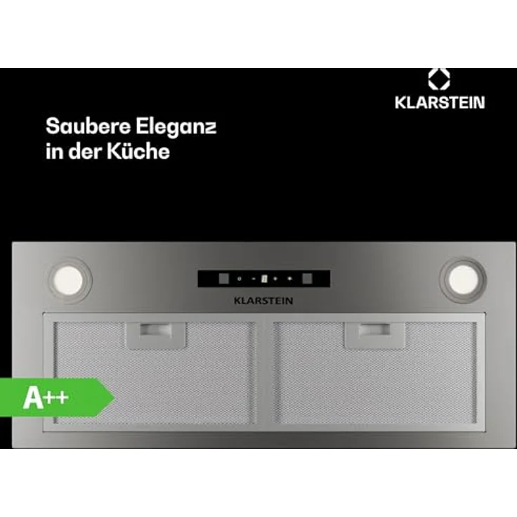 Klarstein Dunstabzugshaube 72cm, Abluft/Umluft-Dunstabzugshaube mit Filter, LED-Beleuchtung, Timer & Touch-Bedienfeld, Leise Einbau-Abzugshaube mit 439 m³/h Luftstrom, Edelstahl-Dunstabzug – Bild 2