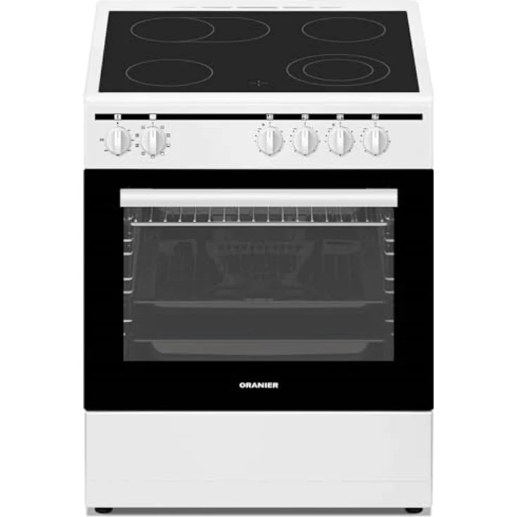 Oranier Elektro-Herd 60 cm freistehend - Elektro-Standherd weiß 60 Liter Backofen - 9 Funktionen - 4 Zonen Glaskeramik-Kochfeld & Bräterzone - STE638 – Bild 1