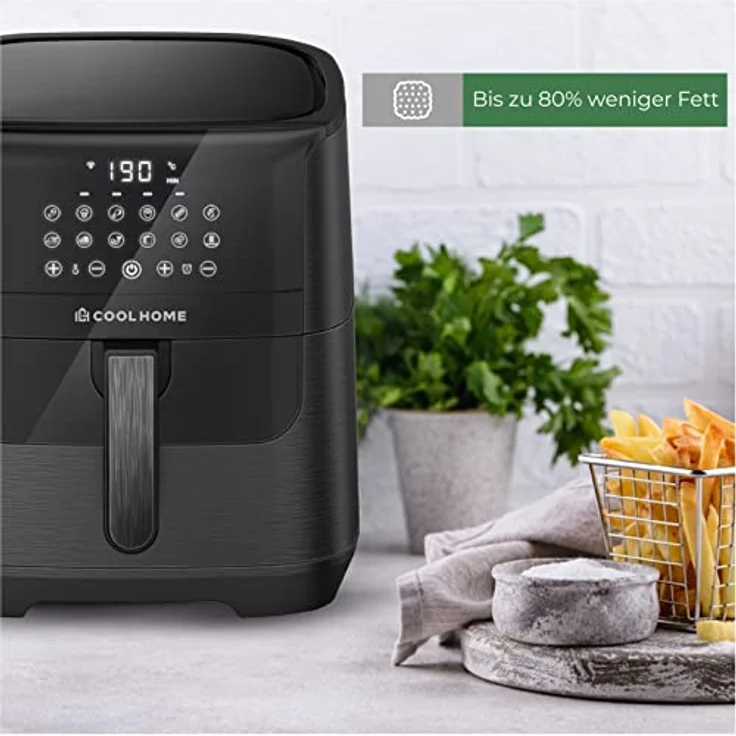 CoolHome AF23 Airfryer XXL Deluxe - 6,5 Liter - Heißluftfritteuse mit Keramikbeschichtung - schwarz – Bild 3