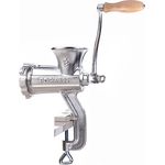 Porkert Fleischwolf manuell Größe 8 aus Gusseisen, für den Haushalt, mit Messer und Lochscheibe Ø 4,5 mm, Retro-Design in Zinnoptik