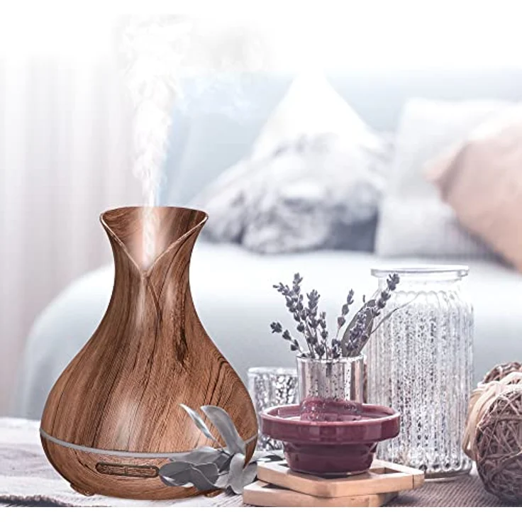 SIXTOL Vulcan Aroma Diffusor graues Holz 350ml | Ultraschall-Luftbefeuchter | Zur Luftbefeuchtung und Durchduftung von Zuhause, Schlafzimmer, Büro | Aromatherapie | Für ätherische Öle – Bild 4